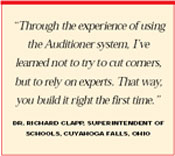 Through the experience of using Auditioner &reg; system, I've learned not to try cut corners, but to rely on experts. That way, you build it right first time.